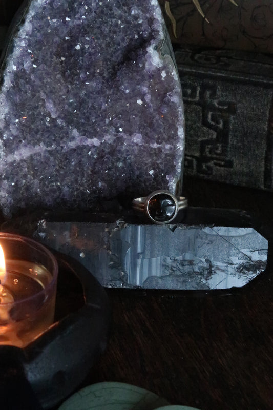 Black Buffalo Moon Face Ring -Size 6