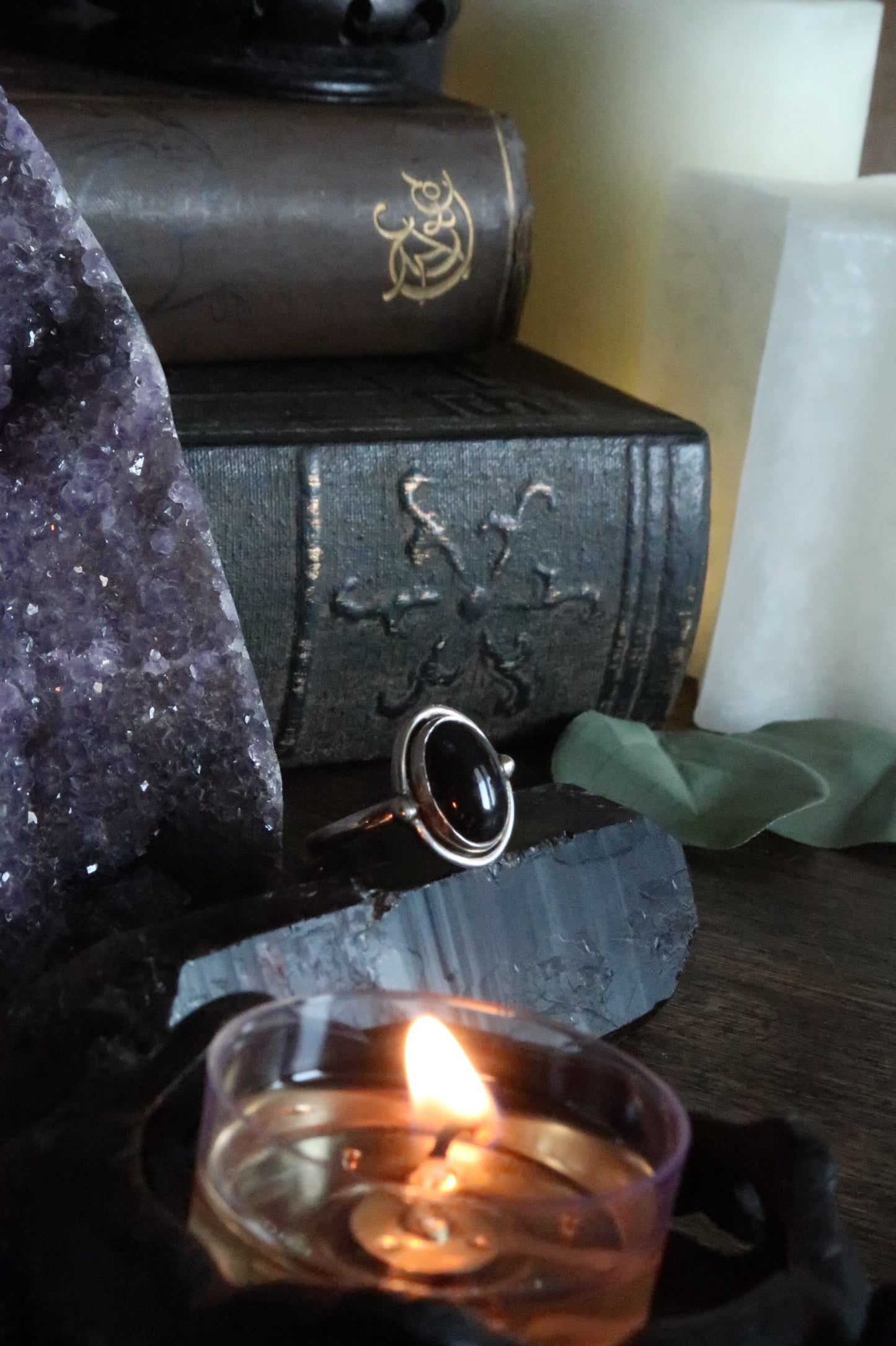Black Opal Ring -Size 7.5