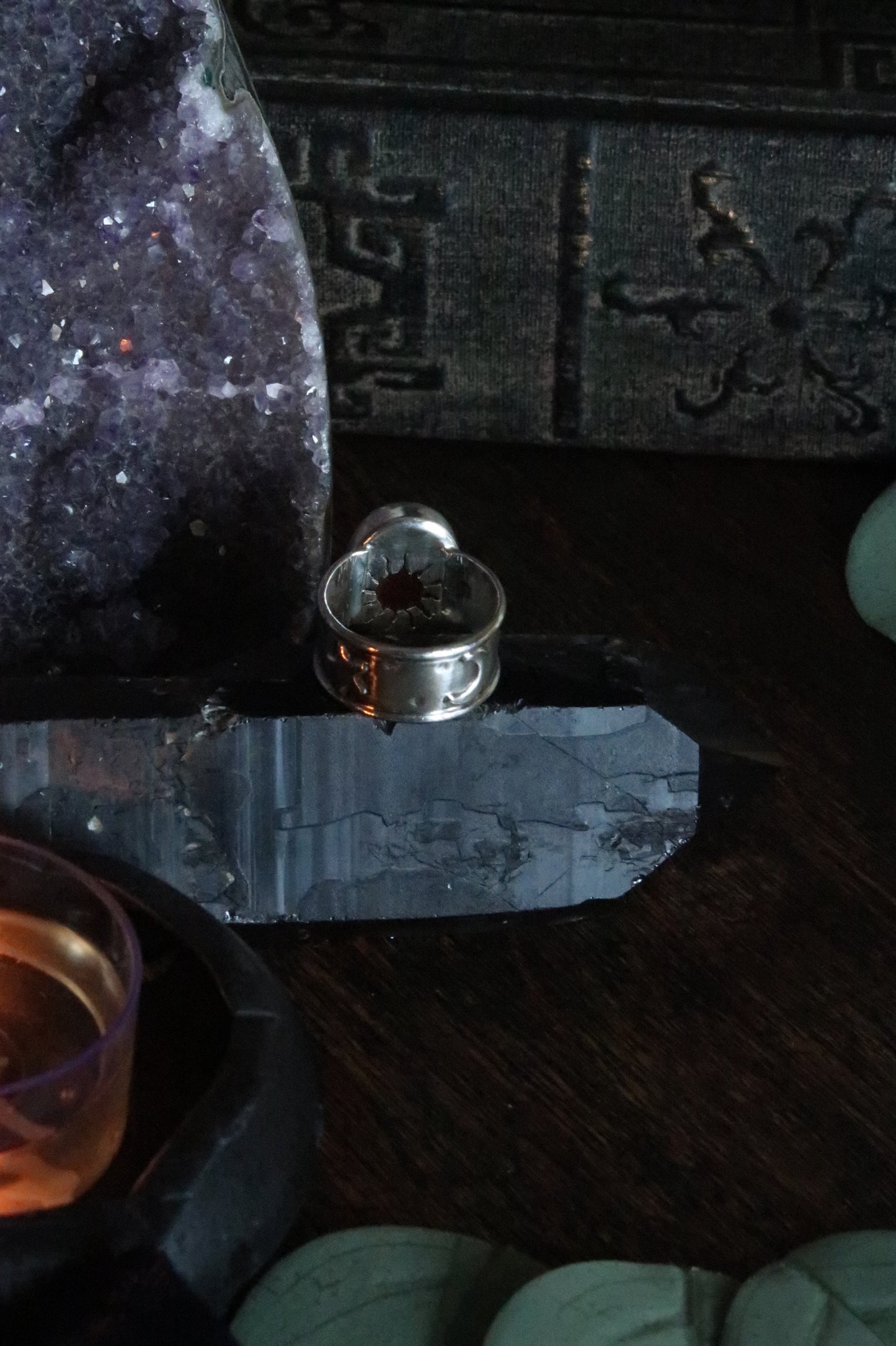 Sunstone Star and Moon Ring -Size 6
