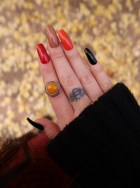 Yellow Jade Ring -Size 6